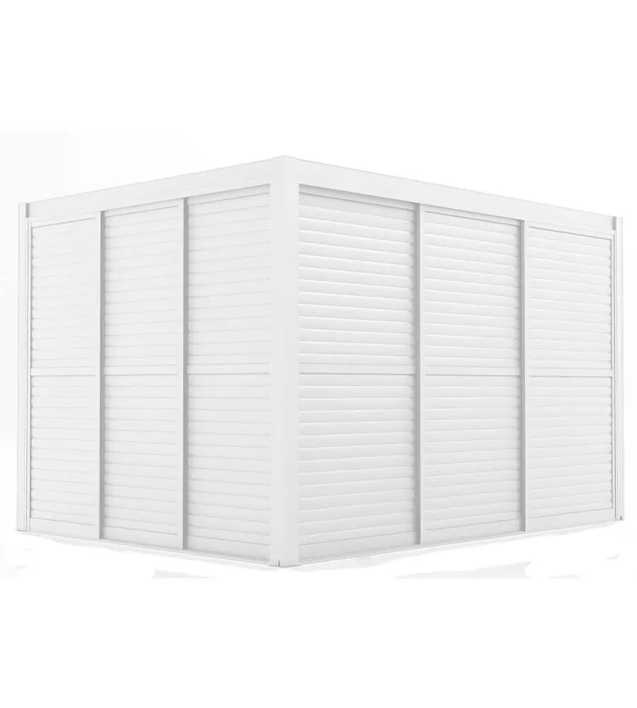 PARETE LATERALE A PANNELLI SCORREVOLI PER PERGOLE RIVIERA "SLIDING BLIND" IN ALLUMINIO BIANCO LATO 4 M